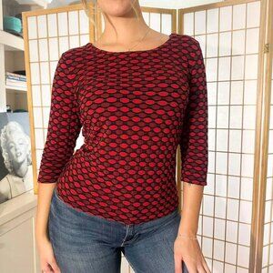 Red & Black Geometrical Top